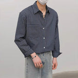 AIDASE  -  New Fashion Men's Clothing Light Luxury Casual Textured Plaid Shirts Business Leisure Contrast Color Long Sleeve Cardigan Tops aidase-shop