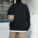 AIDASE  -  Men Oversized Turtleneck Sweaters Winter Korean Fashions Pullover Harajuku Black Knitwear aidase-shop