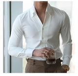 Aidase Men's Italian Collar Shirt, Wrinkle-free, Casual, Fashionable, Slim-fit with A Lapel Design, Branded Clothing, Youth, New aidase-shop