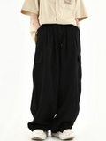 AIDASE  -  100% Cotton Men Cargo Pants Japanese Hip Hop Vintage Wide Leg Straight Regulate Trouser Leg Big Pocket Y2K Drawstring Bloomers aidase-shop