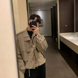 Aidase Spring and Autumn Tooling Jacket Men's Korean Style Trendy Fake Two-piece Japanese Retro Casual Jacket Coat Bomber Jackets aidase-shop