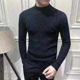 Korean Fashion Autumn Men Casual Vintage Style Sweater Wool Turtleneck Oversize  Winter Men Warm Cotton Pullovers Sweaters aidase-shop