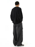 Aidase Big Pockets Patchwork Cargo Pants Men Vintage Y2k Distressed Elastic Waist Baggy Jeans Casual Skater Oversize Pants