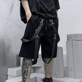 AIDASE  -  Summer Ribbon Trendy Cotton Shorts Men's Tide Dark Streetwear Japanese Straight Knee Length Short Pants Chic Capris HK0680 aidase-shop