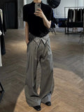 AIDASE  -  Men's High-Waist Striped Pleated Pants Slight Flare Straight Leg Embroidery Large Pockets Flowing Sash for Spring/Autumn aidase-shop