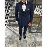 Aidase Fashion Men Suits Solid Color Bespoke Double Breasted Split Blazer Peak Lapel Regular Length Slim Fit Male Clothing Costume aidase-shop