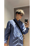 AIDASE  -  Blue Plaid Long Sve irt for Men Spring Autumn Youth Sle Cleanfit Outerwear Casual Faionable Teenage Boy's irt aidase-shop