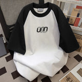 25.65Aidase Men and Women High Street Hip-hop Personality Letter Print Round Neck Short Sleeved Summer Couple Loose Retro Casual T-shirt Top aidase-shop