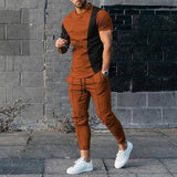 AIDASE  -  Summer Male Loose Casual Printing T-shirt Elastic Waist Pants Set Men Short Sleeve Street Style Pullover Tee Sweatpants Homme aidase-shop
