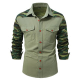 AIDASE  -  New Long Sleeve Shirts Men Camouflage Patchwork Casual Shirt Fashion Turn Down Collar Male Outdoor Cargo Blouse Four Seasons aidase-shop