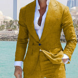 159.03Aidase Fashion Men Linen Suits Peak Lapel One Button Business Formal Groomsmen Wedding Tuxedo Slim Fit 2 Piece Set Jacket Blazer Pants aidase-shop