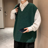 AIDASE  -  Hong Kong style loose autumn and winter men's vest knitted sweater for outerwear trendy camisole college style V-neck loose aidase-shop