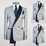 Aidase Classic Plaid Suits For Men Slim Double Breasted Wedding Party Suit Blazer For Groom 2024 Tailor Made Peak Lapel Costume Homme aidase-shop