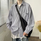 Aidase Oversized Loose Striped Shirt Unisex Spring Autumn Mens Long sleeved Tops Fashion Casual Shirts Cardigan Streetwear Couple Ins