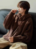 AIDASE  -  Retro Japanese  Color Hoodie Sweatirt Men Women Autumn Winter Simple Casual Couple Knitted Outerwear Polyester Fiber aidase-shop