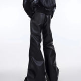 AIDASE  -  Retro Washed Distressed Leather Pants Men Women Straight Leg Casual Trousers Split Design Fashionable Loose Fit aidase-shop