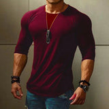 AIDASE  -  Spring Summer Mens Fashion T-Shirts Men Solid Color Slim Fit O-Neck Thin T Shirt Male Long Sleeve Tops Tees Drop Shipping aidase-shop