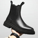 47.52Aidase Autumn New Chelsea Boots for Men Black Boots Platform Shoes Fashion Ankle Boots Winter Slip on Men Shoes New Botines Mujer aidase-shop