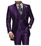 Aidase 2024 Best Selling Peak Lapel Single Breasted Men Wedding Suits Purple Groom Tuxedo For Men Prom Suits Groomsman Jacket+Pant+Vest