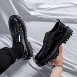 Aidase Leather Shoes Men Office Casual High Platform Patent Leather Shoes Male Harajuku Korean Streetwear Vintage Wedding Shoe aidase-shop