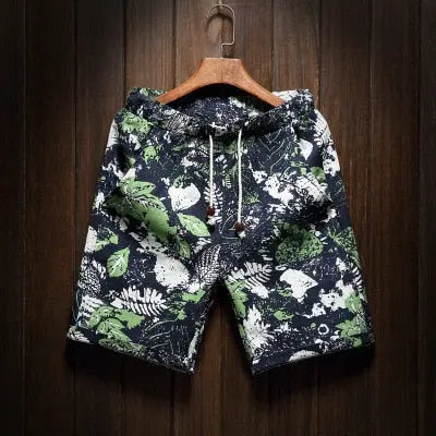 9 Color Men's Casual Beach Floral Shorts 2020 New Summer Fashion Straight Cotton Linen Bermuda Hawaiian Short Pants Male Brand aidase-shop