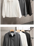 White Shirts Men Long Sleeve Button Tops Casual Loose Breathable Couple Solid Turn Down Collar Camisa De Homem Handsome Fashion aidase-shop