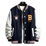 Aidase    New Arrival Letter Rib Sleeve Cotton Fashion Logo Single Breasted Casual Bomber Baseball Jacket Loose Cardigan Coat aidase-shop