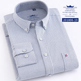 High Quality 100% Cotton Oxford Mens Long Sleeve Shirts Casual Slim-fit Plaid/Striped Male Dress Shirt For Men Business Shirts aidase-shop