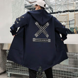 Autumn Men Hooded Jackets Print Harajuku Windbreaker Ribbon Overcoat Male Casual Outwear Hip Hop Streetwear Coats aidase-shop