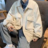 Green Gray Beige Corduroy Jacket Men's Fashion Retro Pocket Tooling Jackets Mens Streetwear Loose Hip-hop Bomber Jacket Men aidase-shop