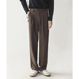Aidase 2021 Men's Fashion Trend Loose Straight Pants Light Business Trousers Button Casual Pants Black/brown Color Popular Suit Pants aidase-shop