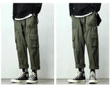 Aidase Autumn Overalls Pants for Men Military Straight Loose Multi-pocket Japanese Sweatpants 2020 Nine-point Casual Fashion Streetwear aidase-shop