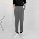 Aidase 2022 New Men's Suit Pants Korean Design Summer Loose Ankle Length Bottoms Elastic Waist Solid Streetwear Cool Casual Clothing aidase-shop