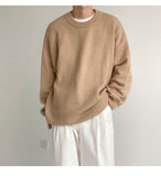 Aidase   Autumn and Winter Thick Warm Mens Sweaters Pullovers Loose All-match Solid Color Round Neck Korean Fashion Sweater Men aidase-shop