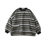 HOUZHOU Oversize Crewneck Striped Vintage Sweatshirt Pullover Men brown Sweatshirts for Men Korean Harajuku Streetwear Hip Hop aidase-shop