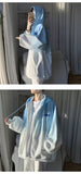 Aidase Hooded Sweatshirt Gradient Female Loose Korean Fashion Zipper Cardigan Sweater New Hip-hop Drawstring Pocket Decoration Itself aidase-shop