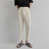 Aidase 2022 New Men's Suit Pants Korean Design Summer Loose Ankle Length Bottoms Elastic Waist Solid Streetwear Cool Casual Clothing aidase-shop