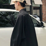 Chic Korean men shirt OVERSIZE loose simple solid long-sleeved shirt unisex casual all-match white black blouse cool streetwear aidase-shop