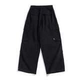 Multi-Pocket Cargo Pants Mens Safari Style Solid Color Pleated Loose Straight-leg Pants Elastic Waist Casual Trousers Men aidase-shop