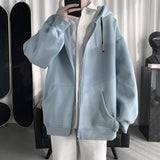 New Men's Hoodies Sweatshirts Zipper Hoodie Solid Color Hip Hop Mens Hooded Jacket Loose Track Hoodie Jacket Coat Streetwear aidase-shop