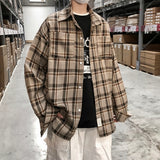 Aidase Spring Plaid Vintage Shirt Mens Office Harajuku Casual Shirts Male Long Sleeve Oversize Clothes 5XL aidase-shop