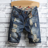 Men Denim Shorts Retro Men Ripped holes Denim Shorts Jeans Destroyed Hole Plus Size Fifth Pants Summer aidase-shop