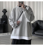 Aidase Handsome fake two-piece sweatshirt men women spring autumn Korean students long-sleeved shirt hip hop oversized lover hoodies aidase-shop