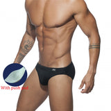 Aidase  Men's Swimming Trunks Low Waist Bikini Panties Sexy Nylon Solid Color Swimsuit Quick-Drying Push Pad Shorts Beach Swimming Surf aidase-shop