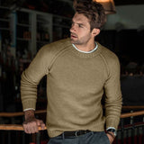 Aidase Casual Long Sleeve O-Neck T-shirts Autumn Fashion Solid Knitted Tee Men Spring Fashion Men's Slim Tops Pullover Streetwear