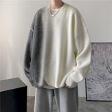 Aidase Autumn and Winter New Hong Kong Style Trend Gradient Printing Sweater Top Men's Loose Thick Pullover Round Neck Sweater Harajuku aidase-shop