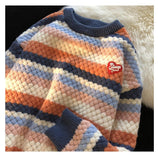 Aidase Patchwork Rainbow Sweater For Men Autumn and Winter Thick Loose Loose Casual Round Neck Harajuku Soft Couples Knitted Sweater aidase-shop