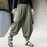 Aidase Cotton Harem Pants Men Japanese Loose Joggers Trousers Mans  Cross-pants Crotch Pants Wide Leg Baggy Pants Men aidase-shop