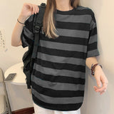 Aidase Harajuku Striped Shirt Streetwear Couple Oversized Striped Blouse Woman Casual Long Sleeve Gothic Grunge T-Shirt Tee Tops aidase-shop