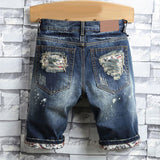 Men Denim Shorts Retro Men Ripped holes Denim Shorts Jeans Destroyed Hole Plus Size Fifth Pants Summer aidase-shop